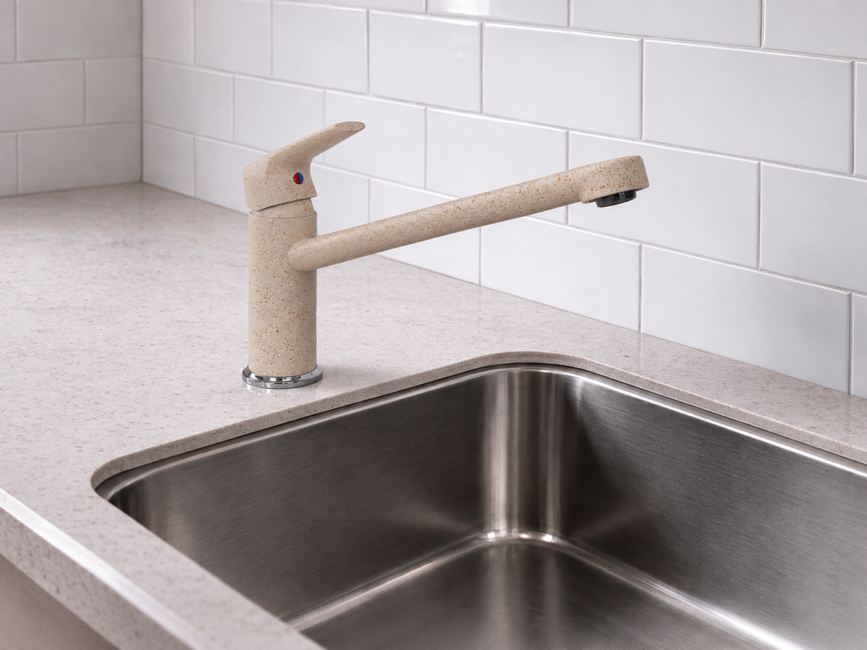 EURODOMO - MISCELATORE MONOCOMANDO LAVELLO BEIGE