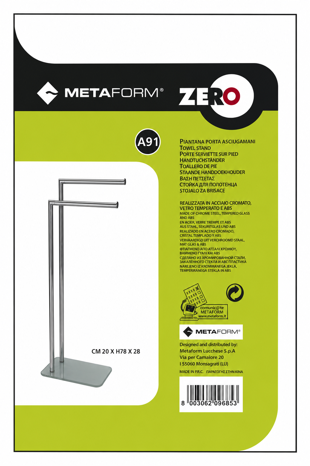 METAFORM - PIANTANA PORTA ASCIUGAMANI - SERIE ZERO