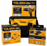 KIT TRAPANO AVVITATORE TOLSEN CON BORSA, BATTERIE E CARICABATTERIE (MOD. 87255)