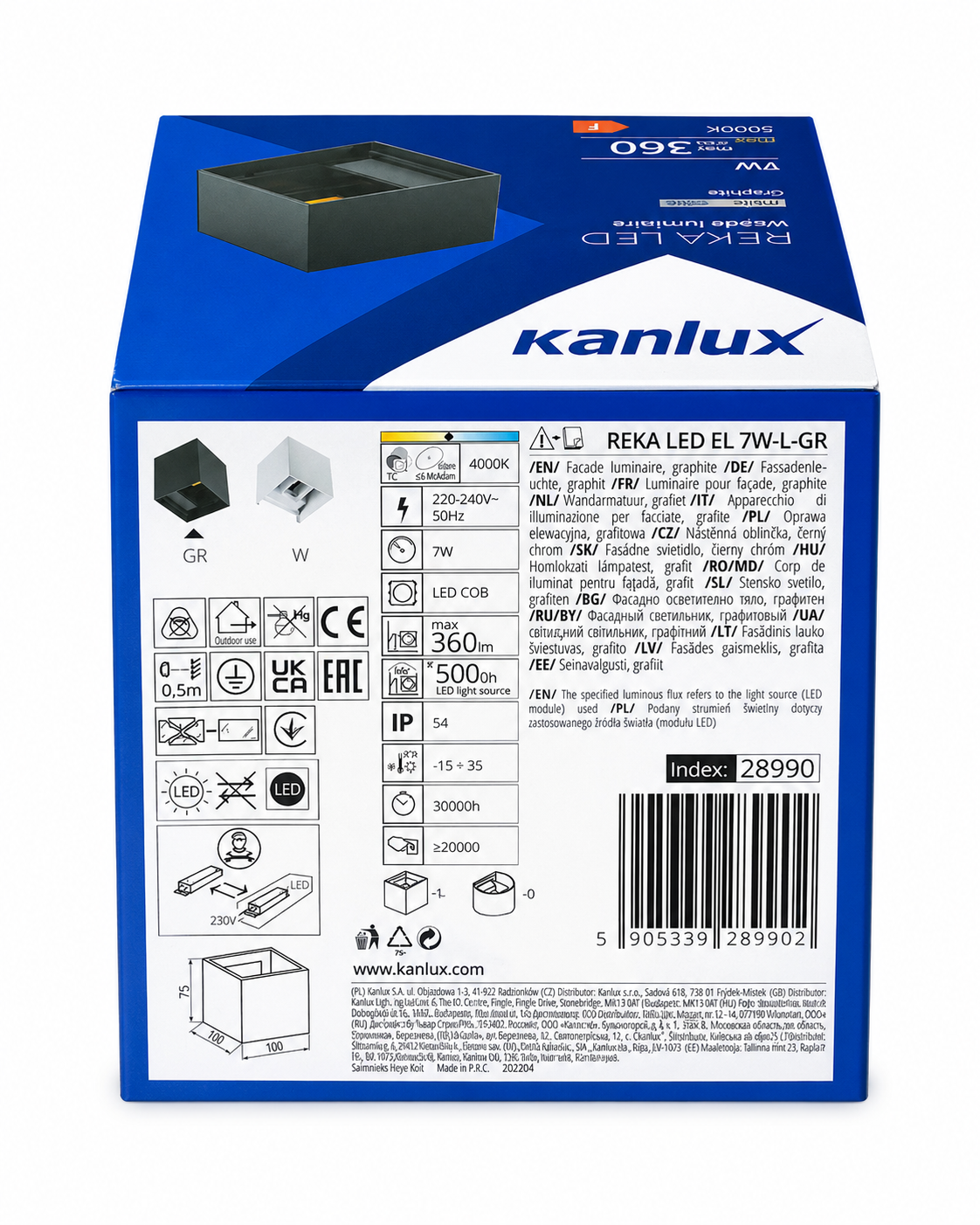 APPLIQUE DA PARETE KANLUX - REKA LED CUBO