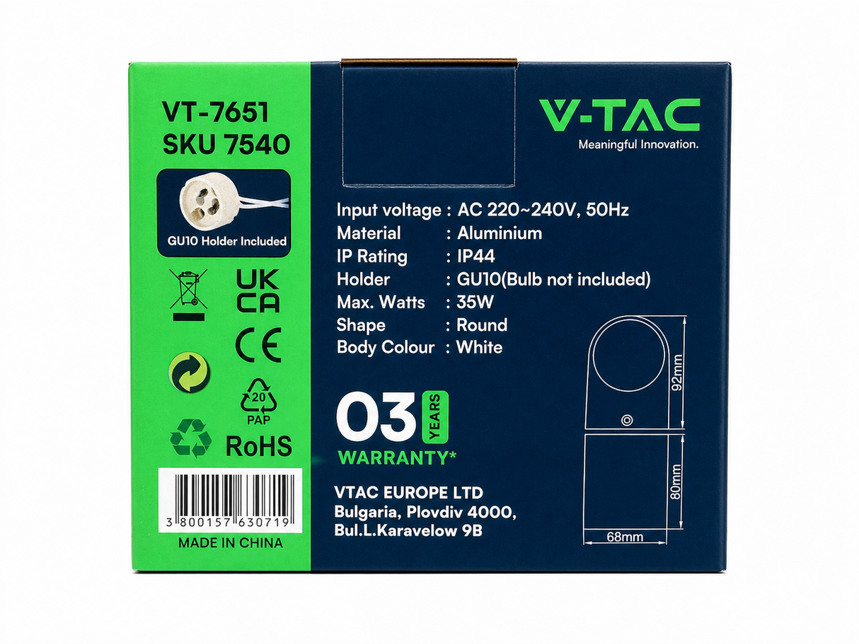 APPLIQUE DA PARETE V-TAC - WALL LAMP TONDO