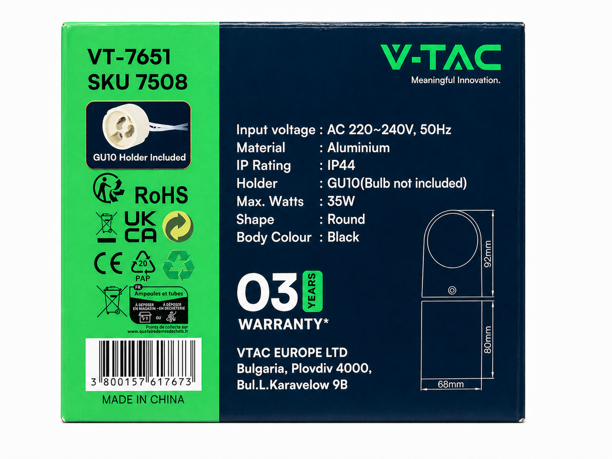 APPLIQUE DA PARETE V-TAC - WALL LAMP TONDO
