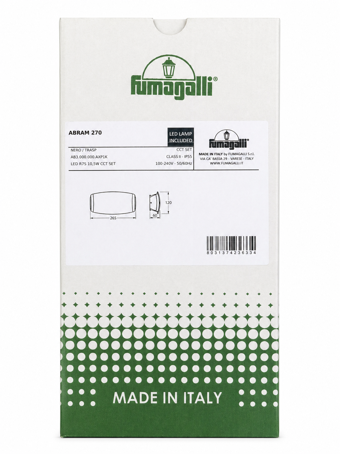 LAMPADA A MURO FUMAGALLI -  ABRAM 270 NERO